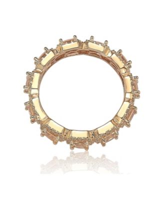 Suzy Levian Sterling Silver Cubic Zirconia Princess Cut Brown Eternity Band