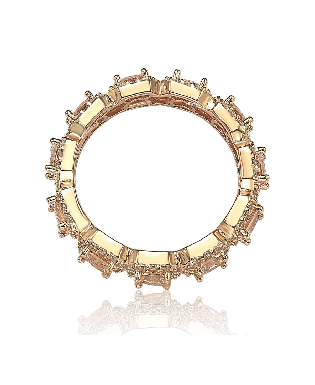 Suzy Levian Sterling Silver Cubic Zirconia Princess Cut Eternity Band Ring