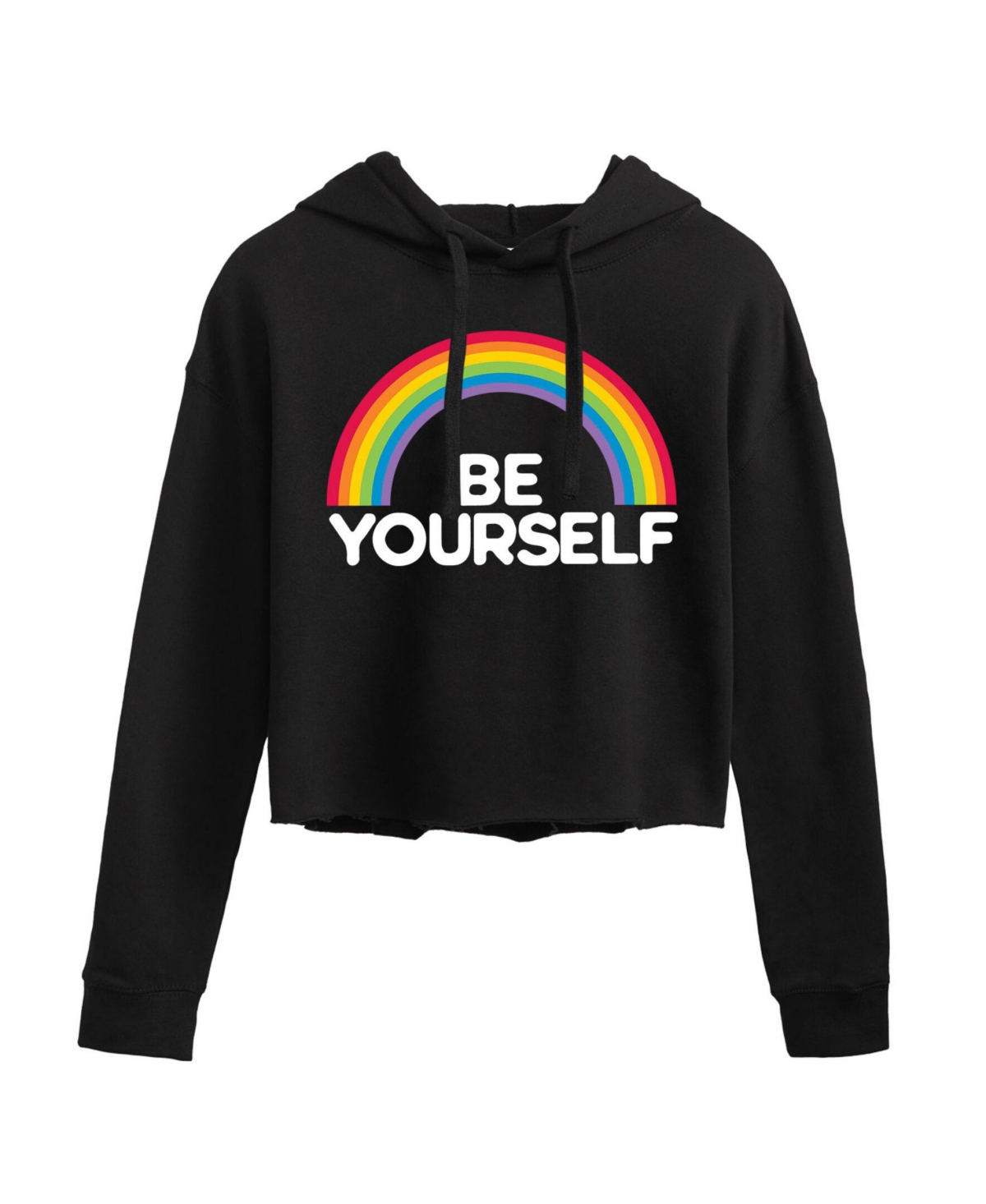 Trendy Juniors Be Yourself Cropped Hoodie - Black