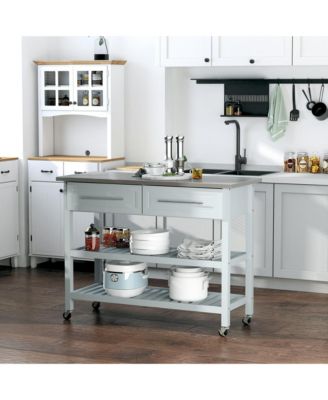 Kitchen Cart Rolling Trolley Shelves Drawers Cabinet Stainless Steel Top