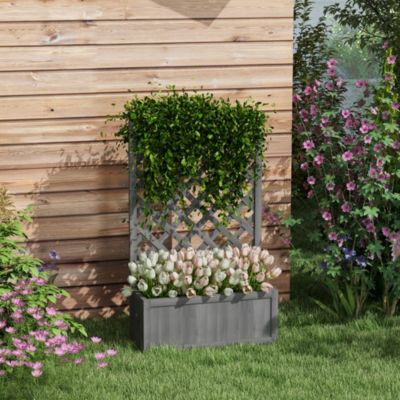 46" Wooden Raised Garden Bed with Trellis for Vegetables