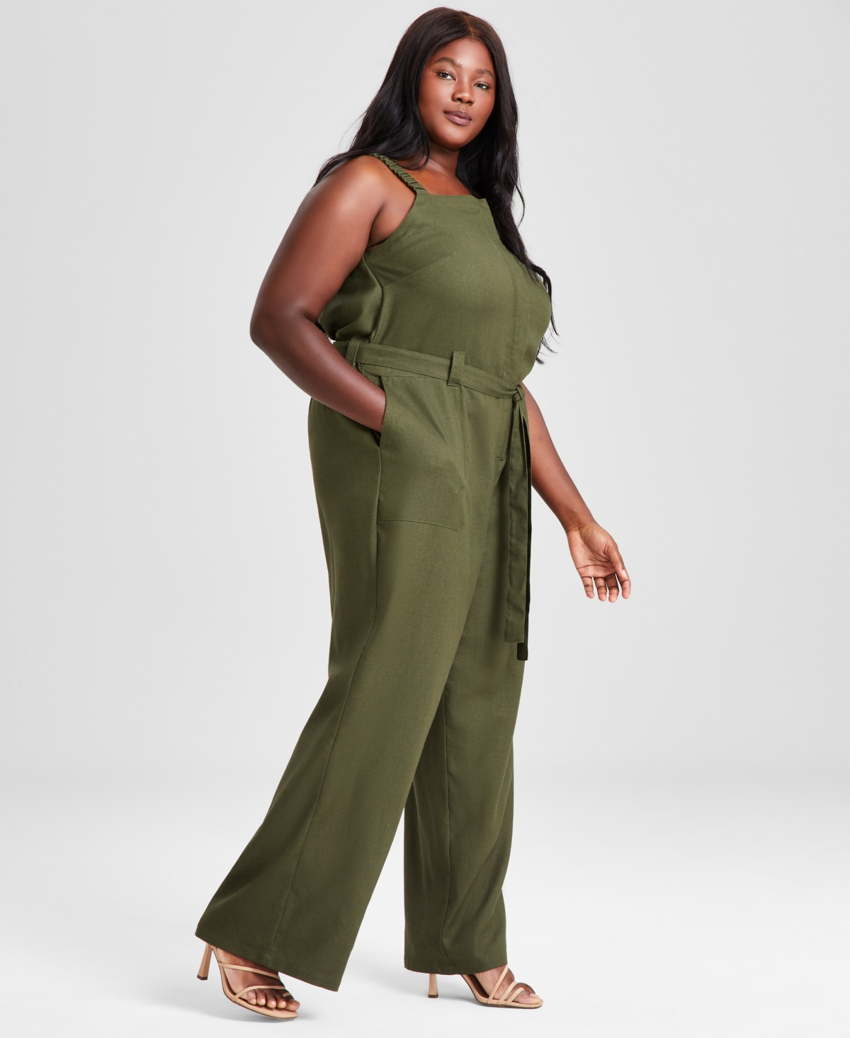 And Now This Trendy Plus Size Utility Wide-Leg Jumpsuit, Created for Macy's