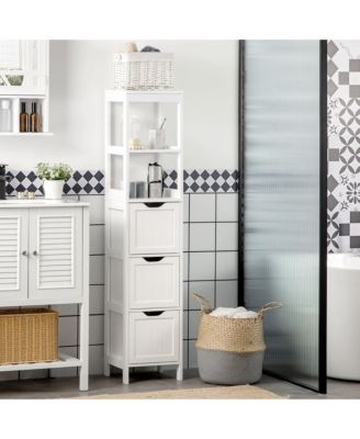 Narrow Bathroom Storage Cabinet, Slim Freesding Linen Tower,