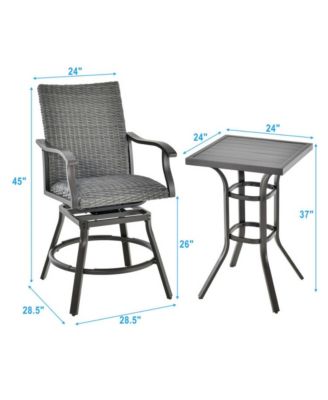 3 Pieces Swivel Bar Set with 4D Air Fiber Cushion