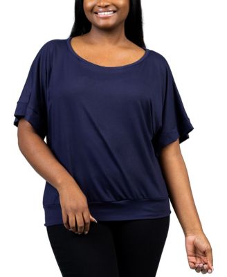 Plus Size Short Sleeve Loose Fitting Dolman Top