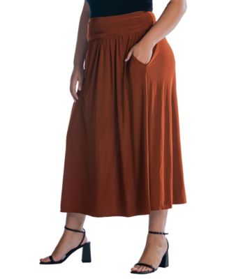 Plus Size Foldover Maxi Skirt With Pockets