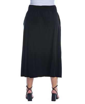 Plus Size Foldover Maxi Skirt With Pockets