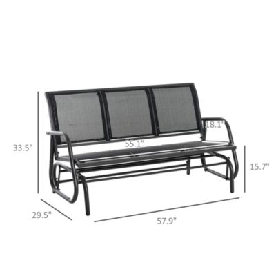 Outdoor Glider Bench for 3 with Breathable Mesh Fabric,