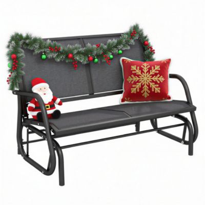 Outdoor Glider Bench 2-Person Rocking Chair, Dark
