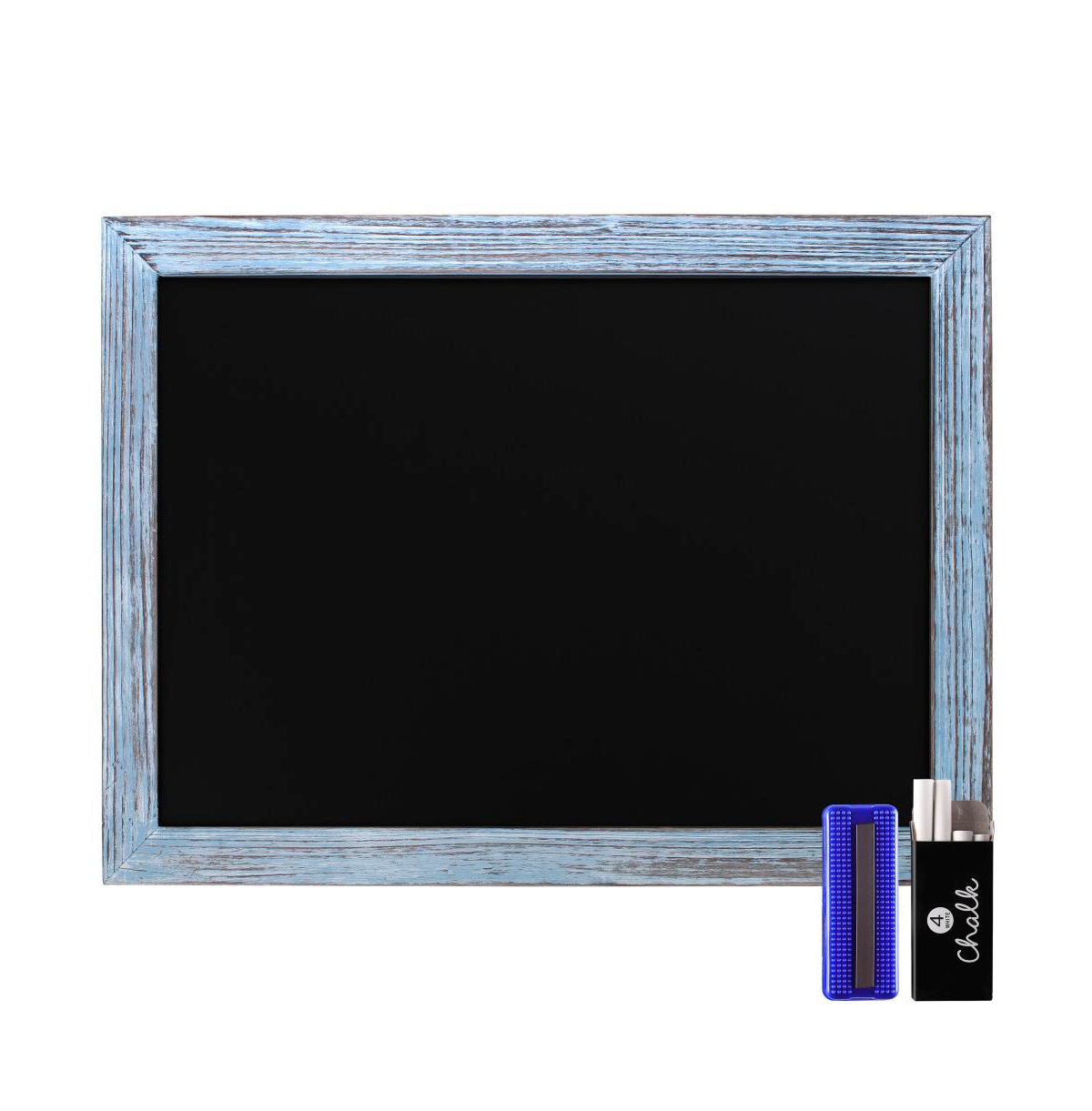 Wall Mounted Magnetic Chalkboard with Wooden Frame - Solid white