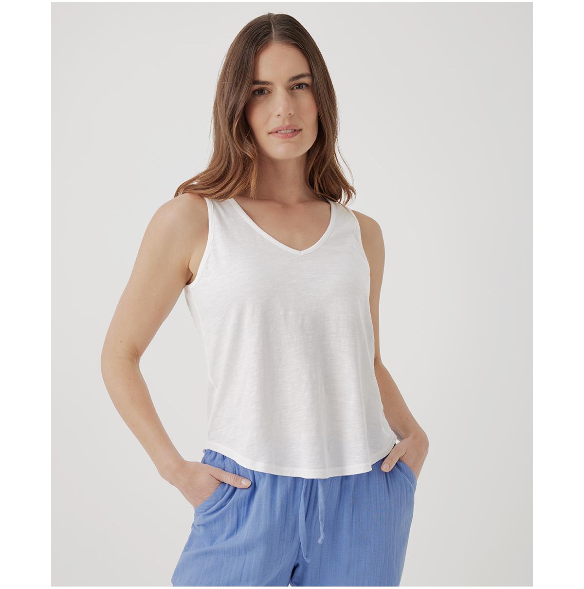 Women's Organic Cotton Featherweight Slub Reversible Tank - Deep sea