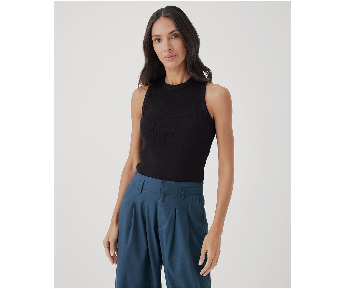 Женский топ Pact Organic Cotton Favorite Rib Racerback, цвет: Чёрный — фото 1