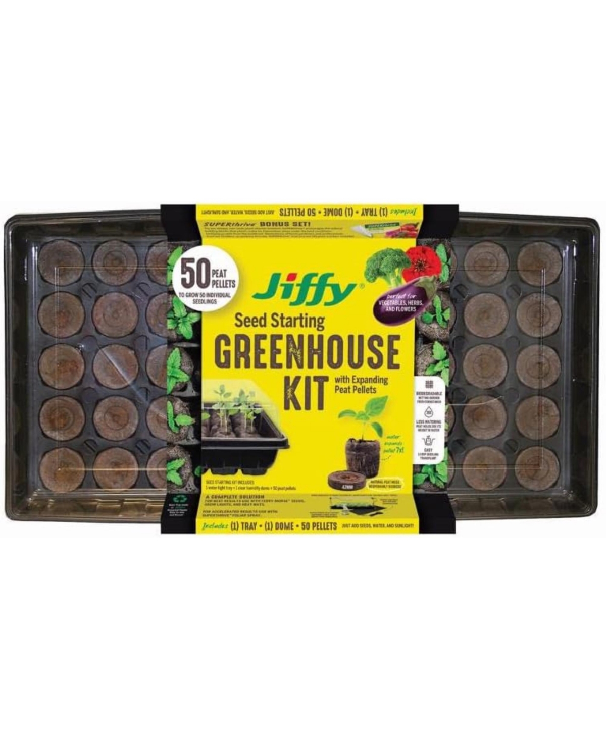 11x22 Seed Starting Greenhouse Kit with 50 Expanding Peat Pellets (Pack of 1) - Brown