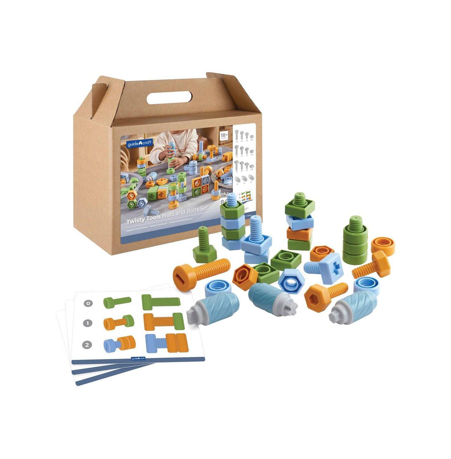 Детские конструкторы Kaplan Early Learning Twisty Tools Nuts and Bolts Set, 84-Piece Building Set, Ages 18 Months and Up — фото 1