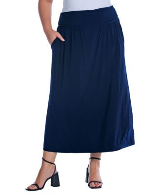 Plus Size Foldover Maxi Skirt With Pockets