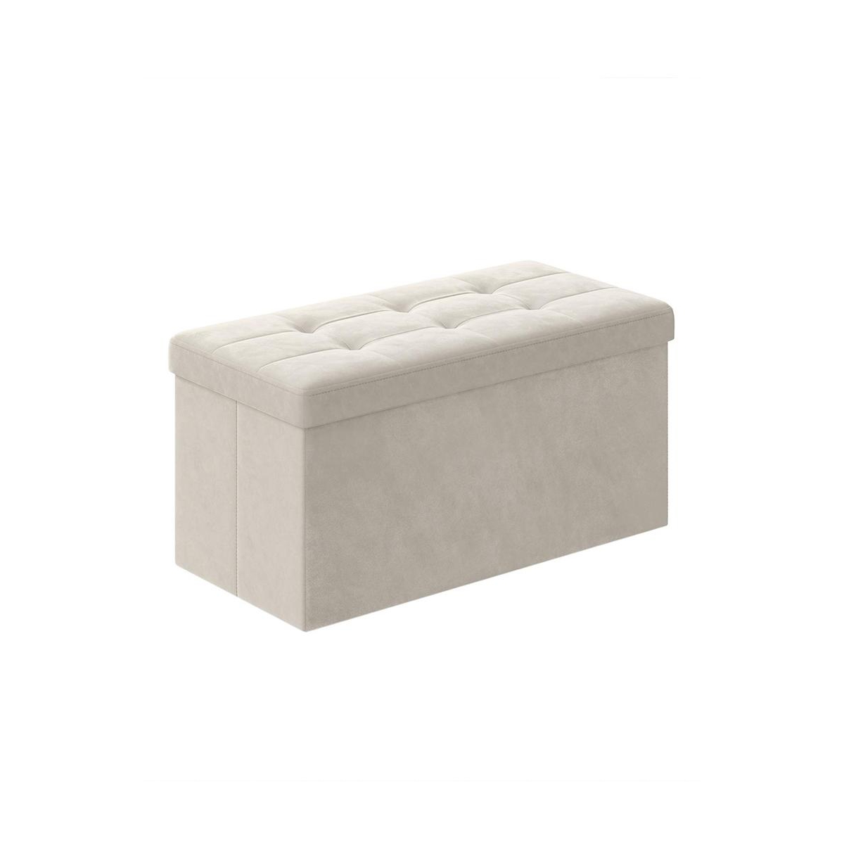 Slickblue Storage Ottoman, Foldable Velvet Storage Bench, 2 Extra Storage Boxes, for Entryway, Living Room, Bedroom