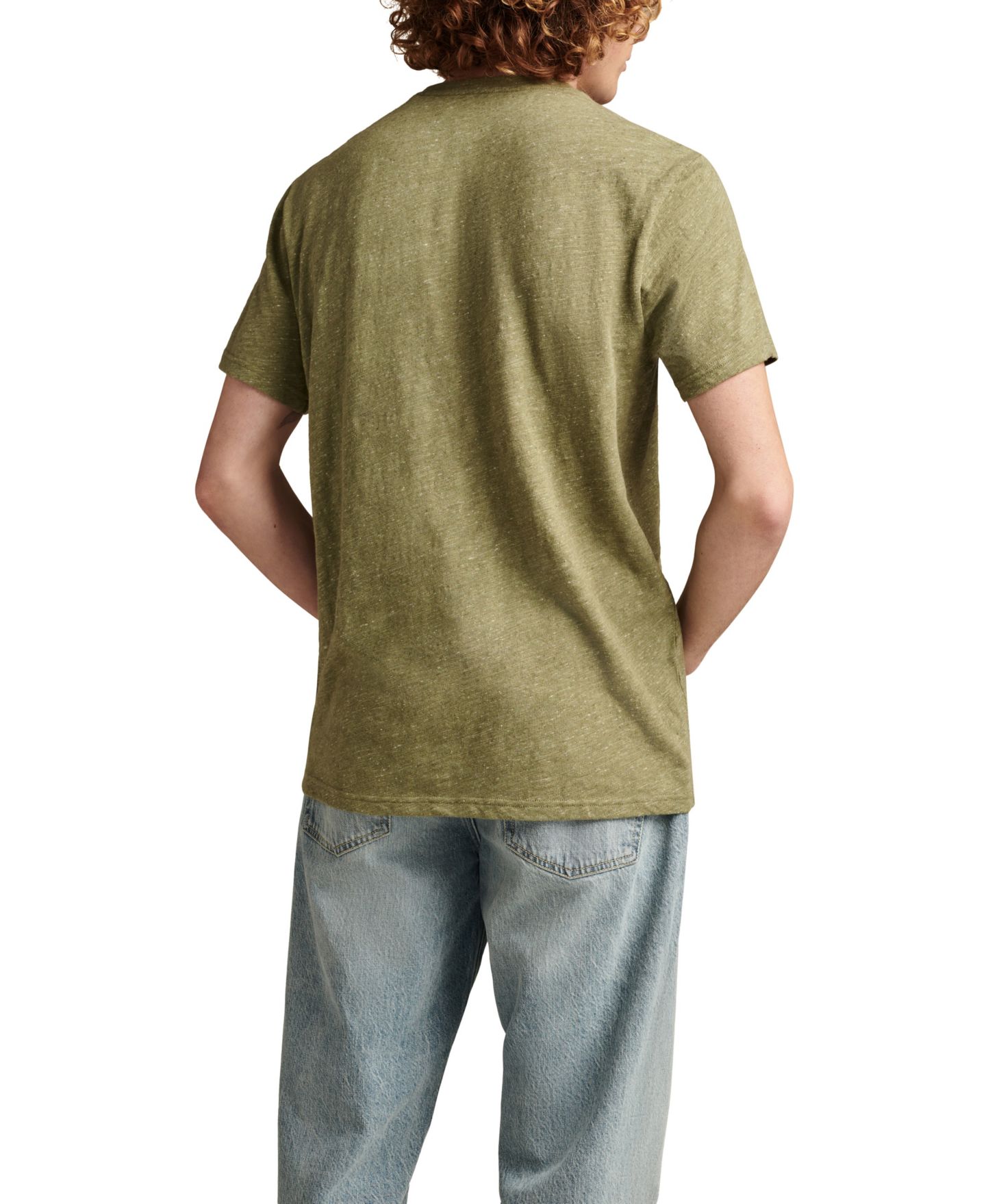 Мужская футболка Lucky Brand Linen Short Sleeve Pocket Crew Neck Tee, цвет: Olivine — фото 2
