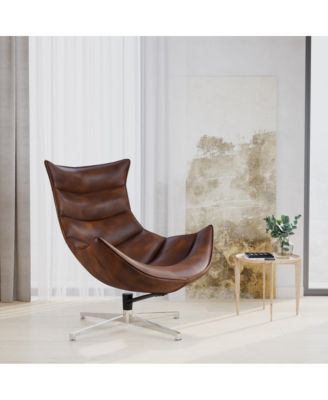 Pavel Contoured Swivel Accent Chair With Crisscross Metal Base