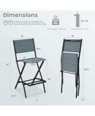 Folding Bar Stools Set of 2 Backrest Humanized Footrest