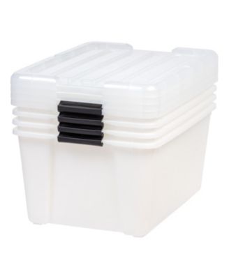 45 Quart Buckle Up Storage Box, 4 Pack, Pearl