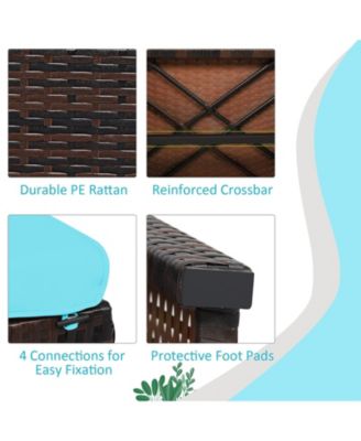 2 Pieces Patio Rattan Ottomans with Soft Cushion for Patio and Garden