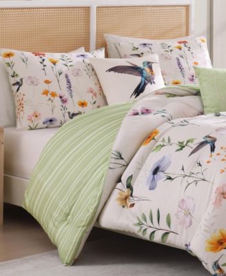 Fresh Cut Flowers Bedding 200 Thread Count 100% Cotton Sateen 5 Piece Reversible King Comforter Set