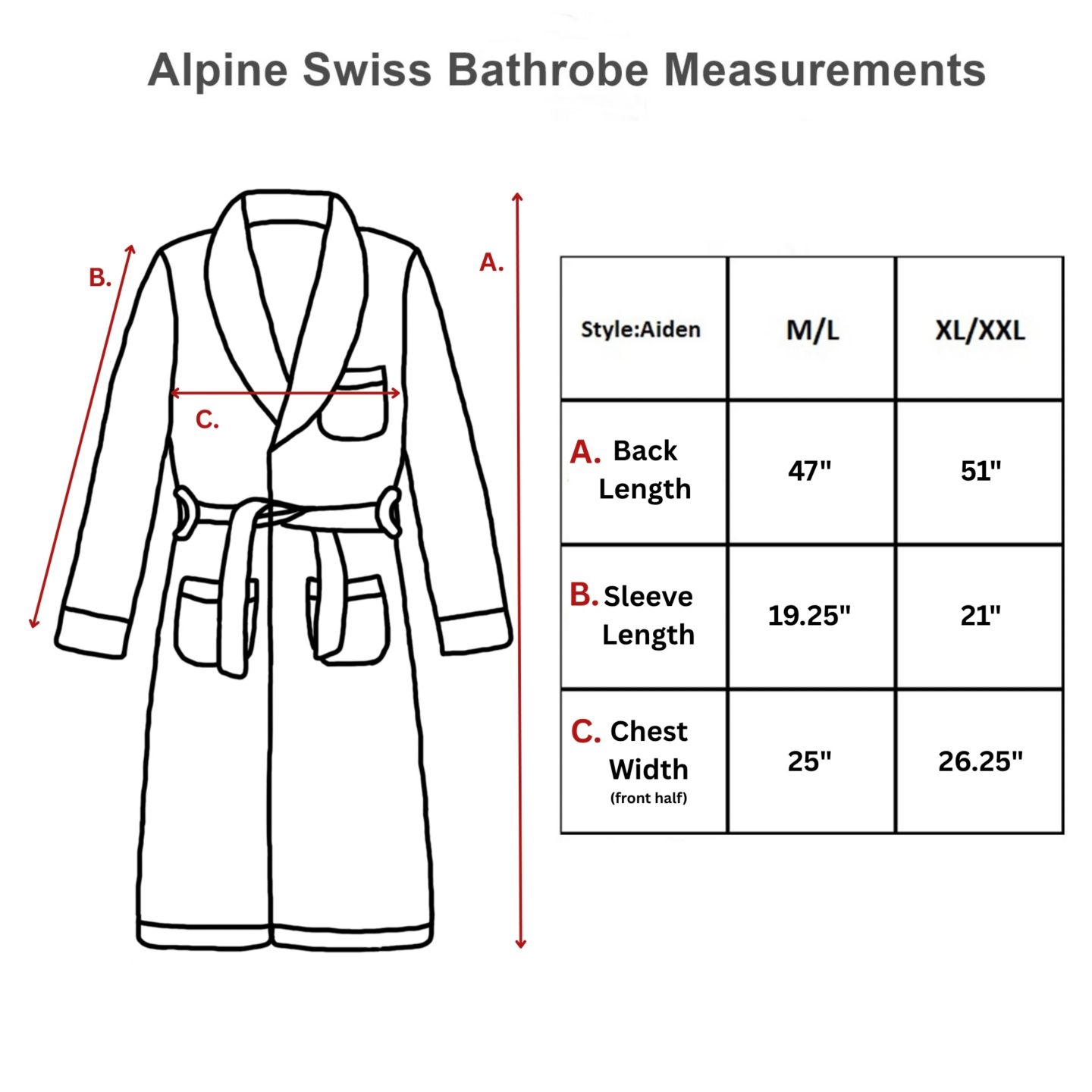 Халат Pure Spa для мужчин, хлопок, махра — Alpine Swiss, цвет: Чёрный — фото 5