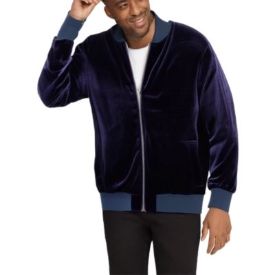 Big & Tall Velour Full Zip Bomber Jacket