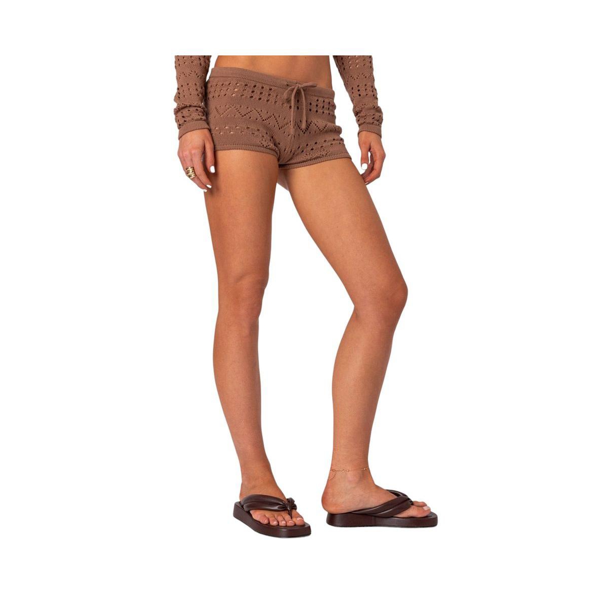 Edikted Women's Betsy Tie Front Knitted Shorts