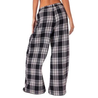 Women's Lounge Around Plaid Wide Leg Pants
