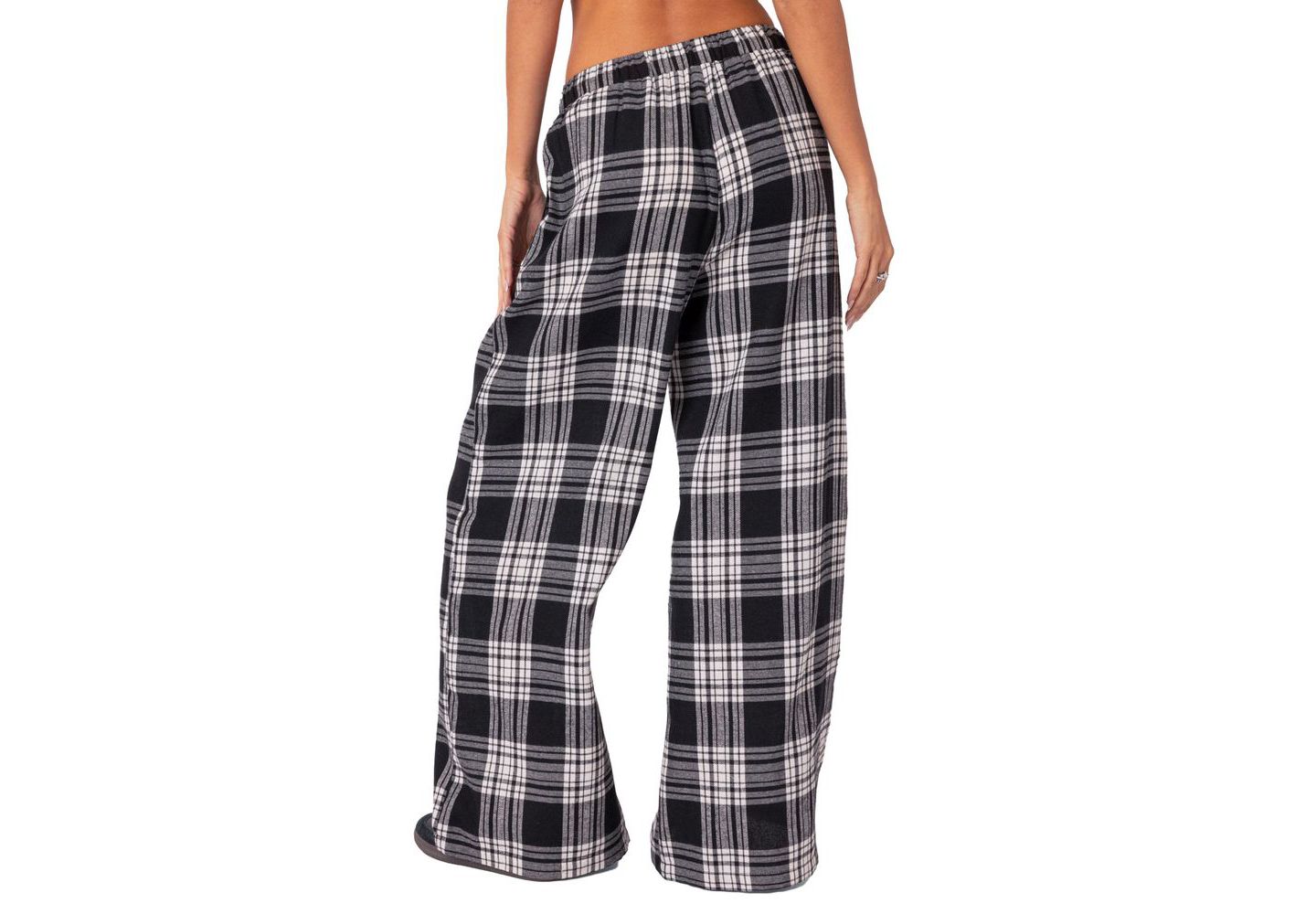 Женские брюки Edikted Lounge Around plaid wide leg, цвет: Чёрный белый — фото 2