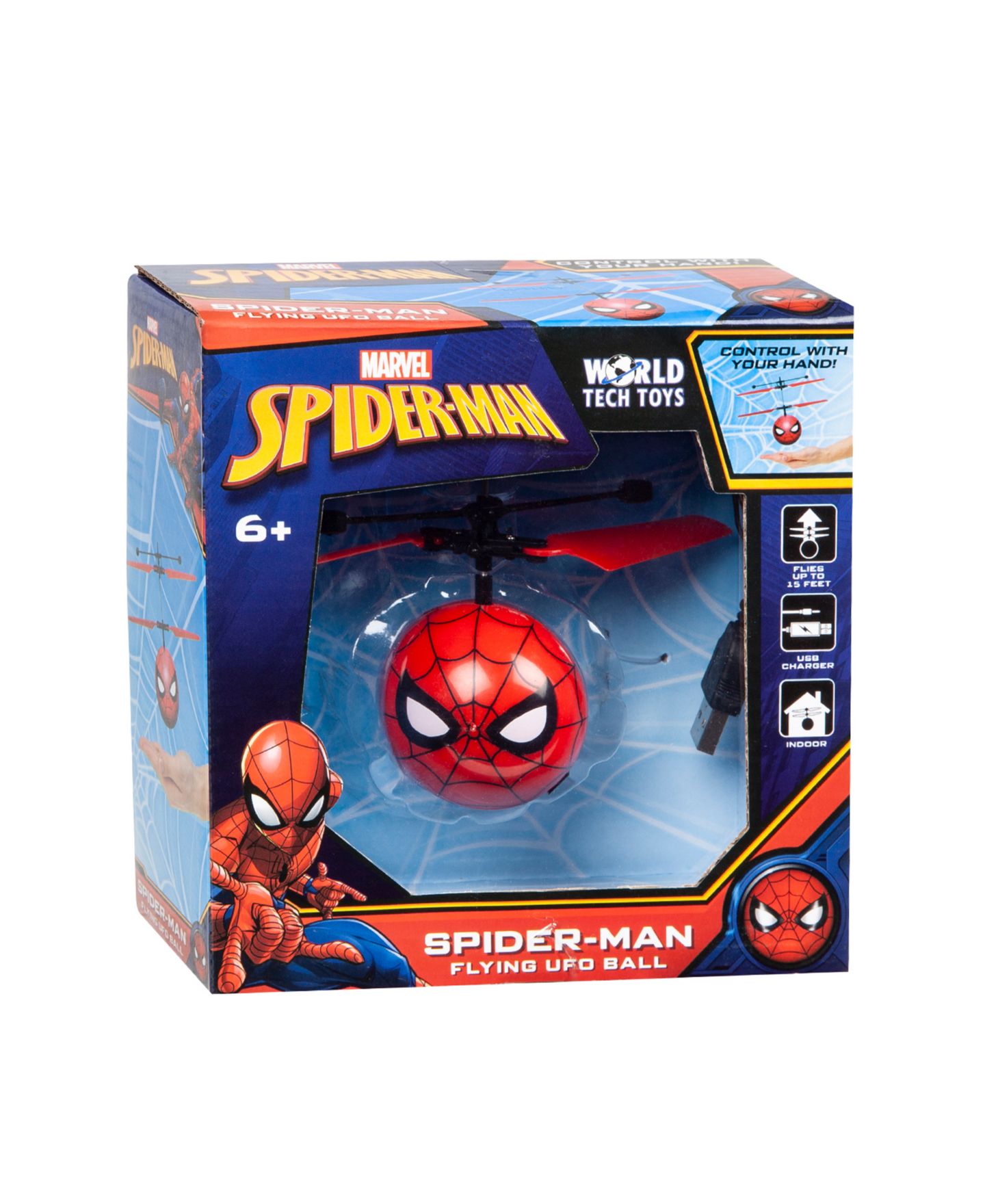 Детская игрушка World Tech Toys Spider-Man Remote Control Hover UFO Ball Helicopter — фото 3