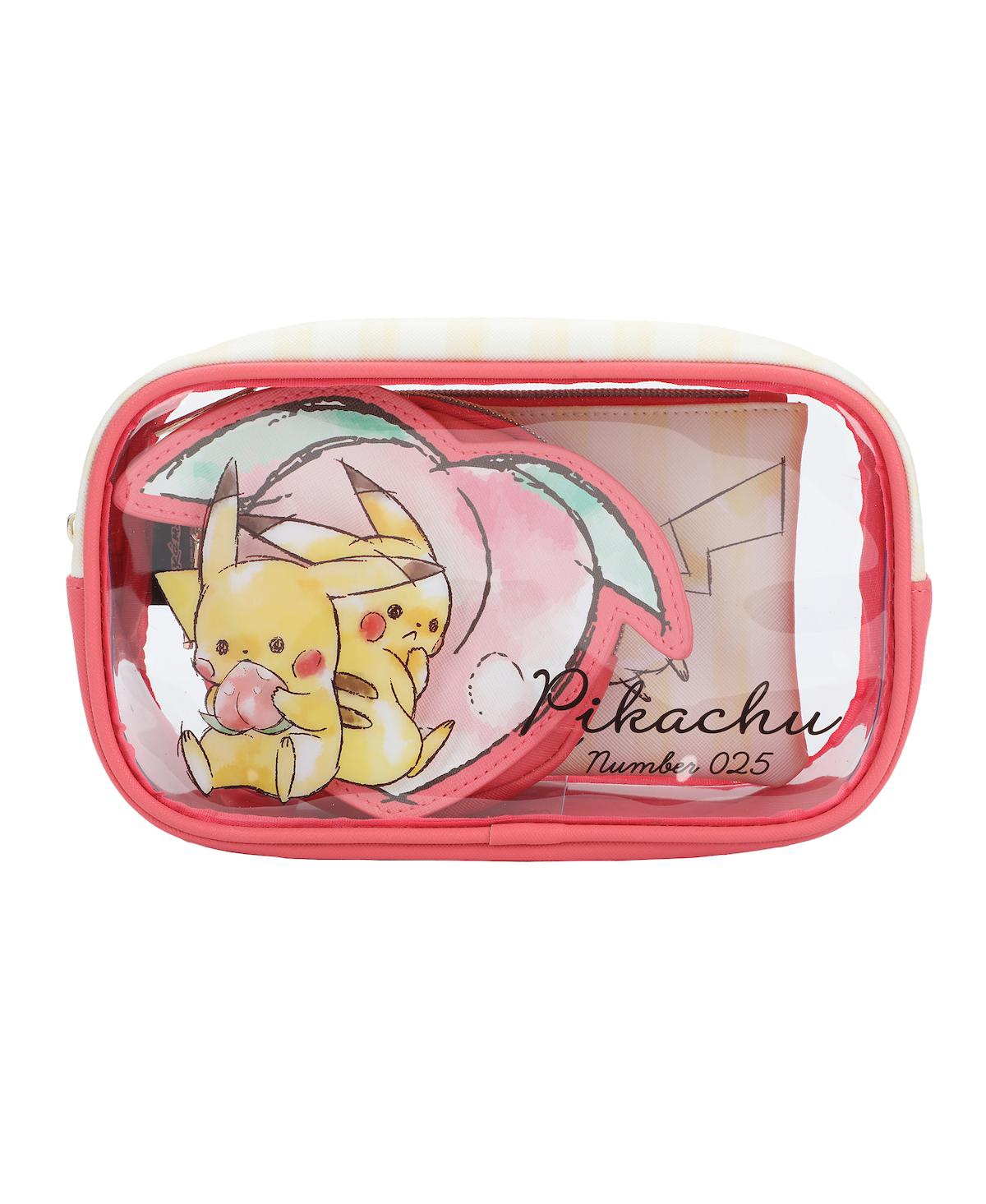 Pokemon 3-Piece Travel Set with Large Pu Bag, Medium Pu Printed Top Zip Pouch, and Pu Die-Cut Coin Pouch