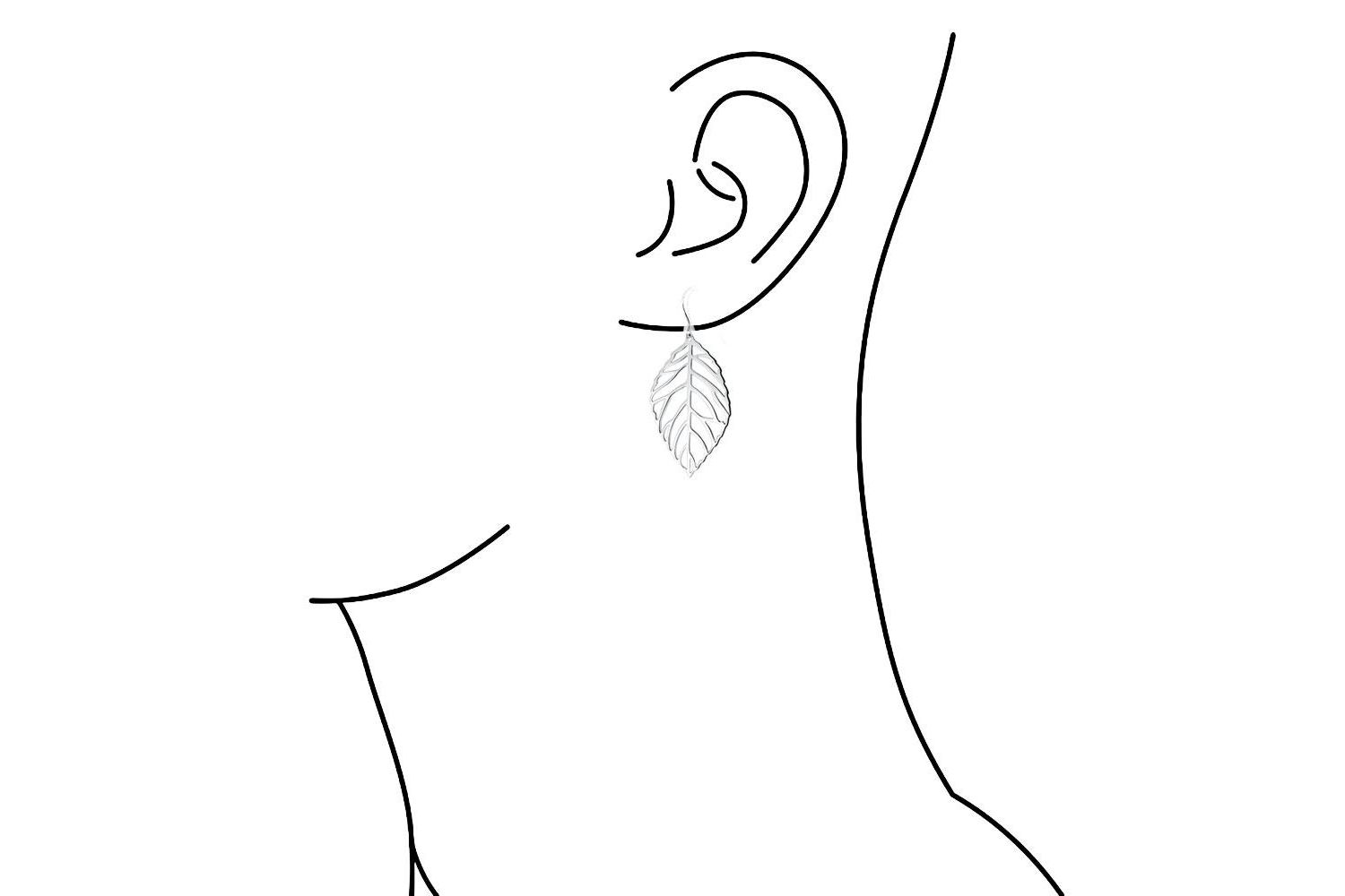 Boho Cut-Out Leaf Dangle Earrings Sterling Silver Lever Back Lightweight