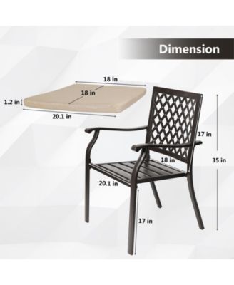 Outdoor Patio Metal Dining Chairs  2-Piece Set with Curved Armrests and Strapped Seat Cushions - Perfect for Patio, Garden, Hallway, or Courtyard Use, Stackable.