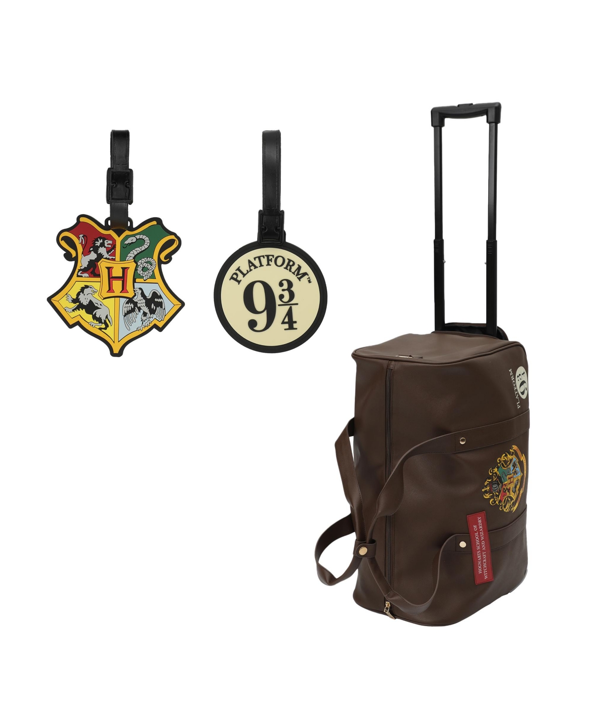 Hogwarts Crest & Platform 9 Duffel Bag & Luggage Tags Kit - Multicolor