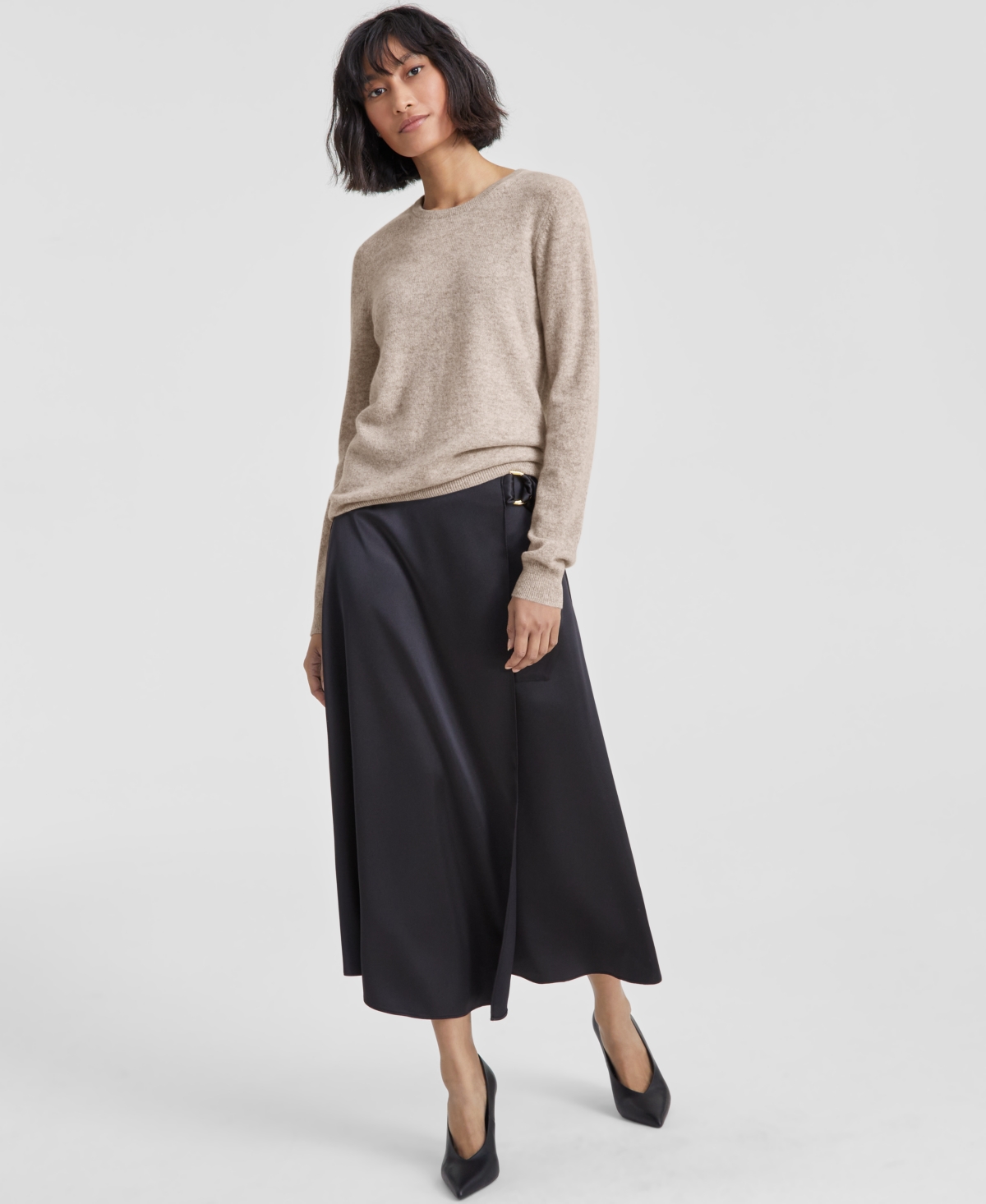 Charter Club 100% Cashmere Women's Petite Long-sleeve Crewneck Sweater, Created For Macy's