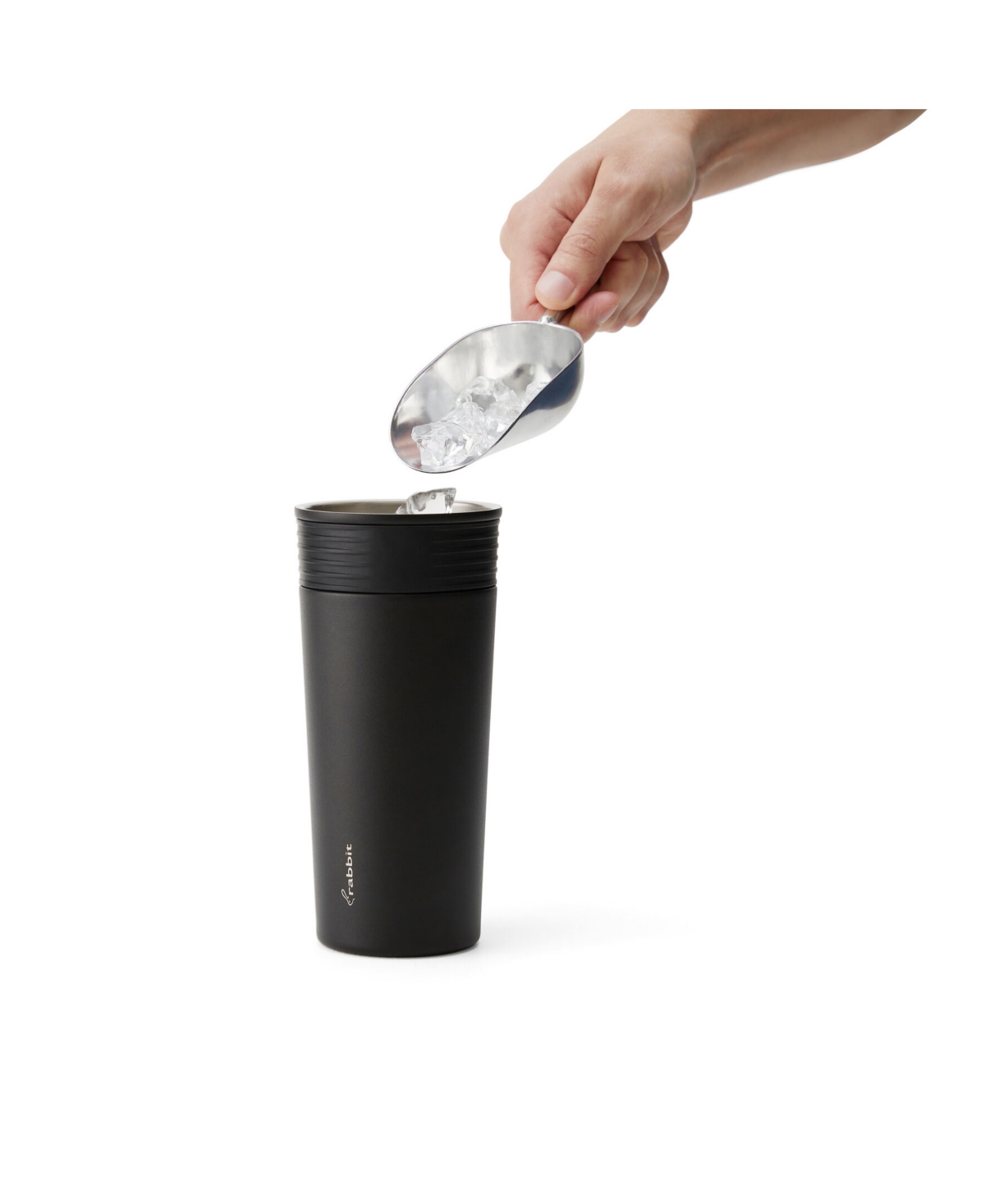 Rabbit 18 oz Stainless Steel Cocktail Shaker, Multi-use Stainless Steel Topper With 1.5 oz Shot Cap And Str In Black