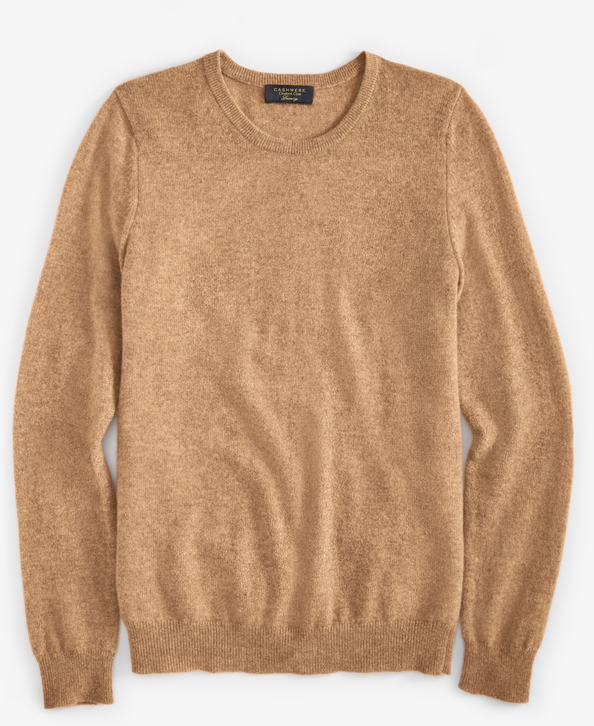 Charter Club 100% Cashmere Women's Petite Long-sleeve Crewneck Sweater, Created For Macy's In Warm Praline Heather