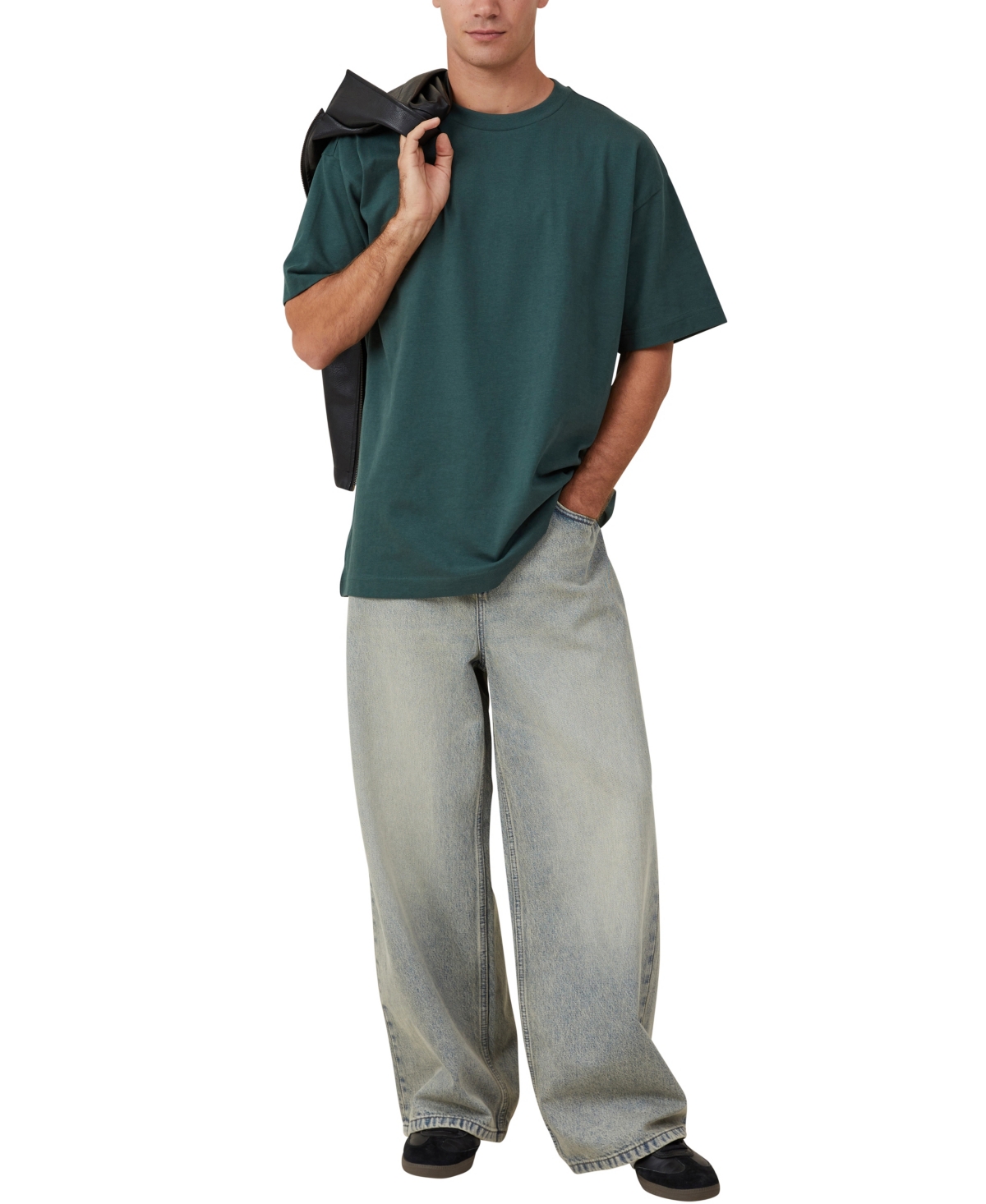 Cotton On Men's Box Fit Plain T-shirt In Green