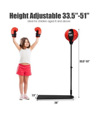 Kids Punching Bag with Adjustable Stand and Boxing Gloves