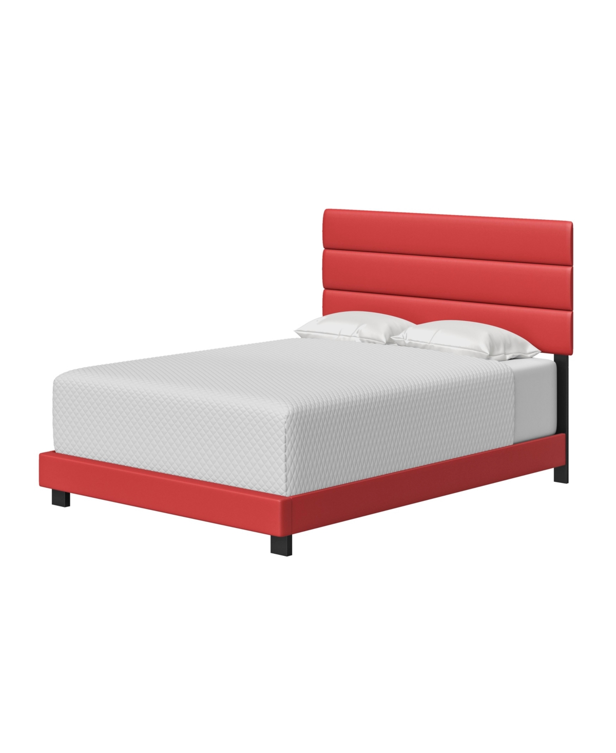 Napoli Leather Upholstered Platform Bed Frame with Tri-Panel Adjustable Headboard - Boyd Sleep - Red