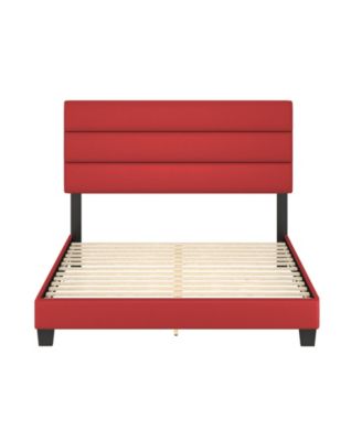 Piedmont Leatherette Upholstered Platform Bed Frame with Adjustable Headboard - No Box Spring Required