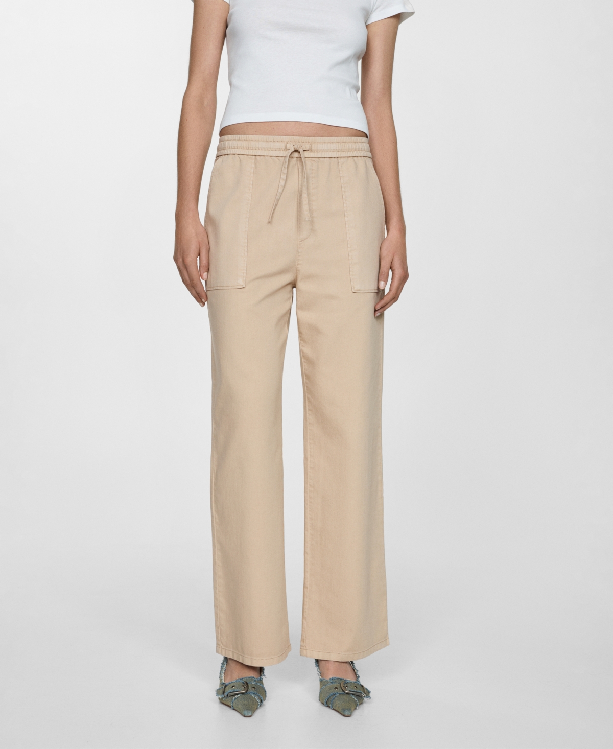 Shop Mango Women's Drawstring Slouchy Jeans In Sand