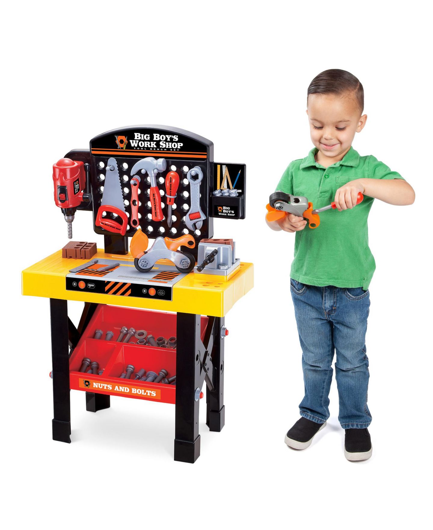 Детские игрушки World Tech Toys Big Boy's Work Shop 54-Piece Workshop, Ages 3+ — фото 2