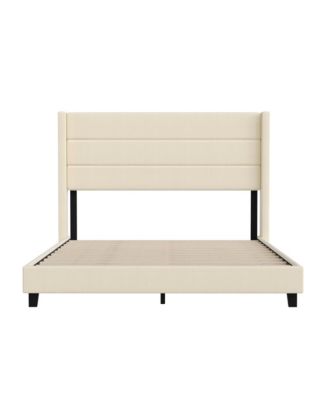 Percy 1-Pc Upholstered Channel Stitched Wingback Headboard Platform Bed
