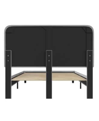 Remi Platform Bed With Headboard - Upholstered Frame - 14 Wooden Slats - No Box Spring Required