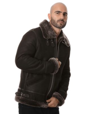 Men's Suede Shearling Jacket, Black