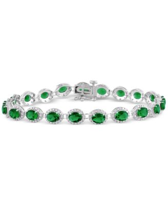 Macy's - Emerald (8 ct. t.w.) & Diamond (3/4 ct. t.w.) Halo Tennis Bracelet in 14k White Gold (Also in Ruby & Sapphire)