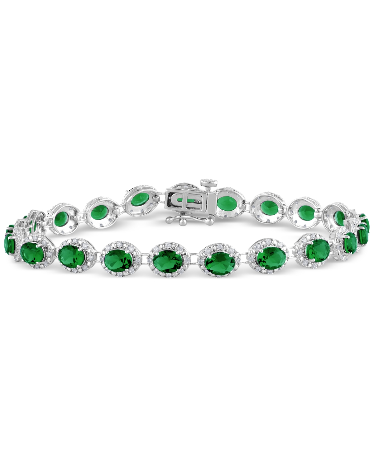 MACY'S EMERALD (8 CT. T.W.) & DIAMOND (3/4 CT. T.W.) HALO TENNIS BRACELET IN 14K WHITE GOLD (ALSO IN RUBY & 